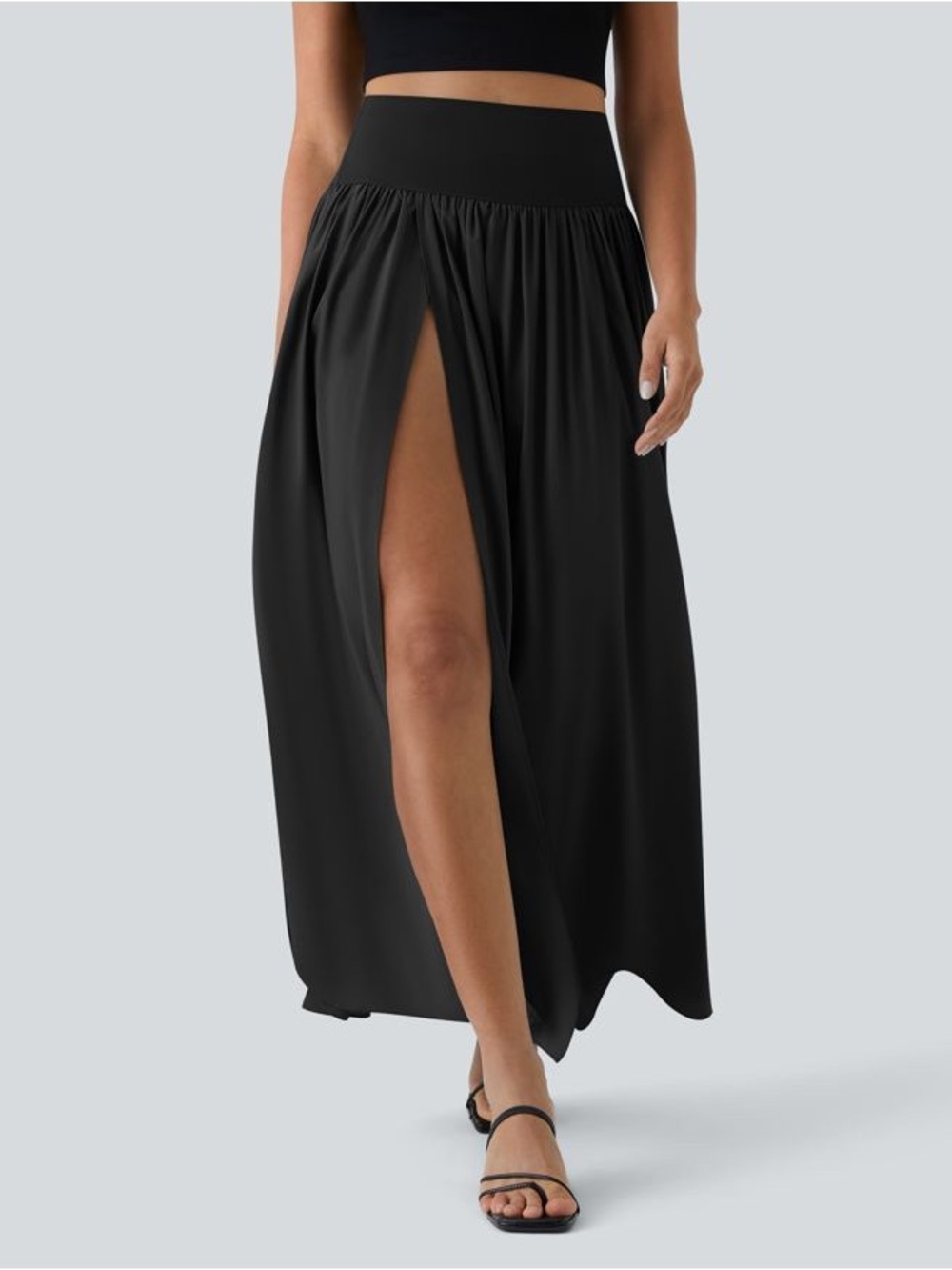 HALARA High-Waisted Flowy Quick-Dry Maxi Skirt with Front Slit